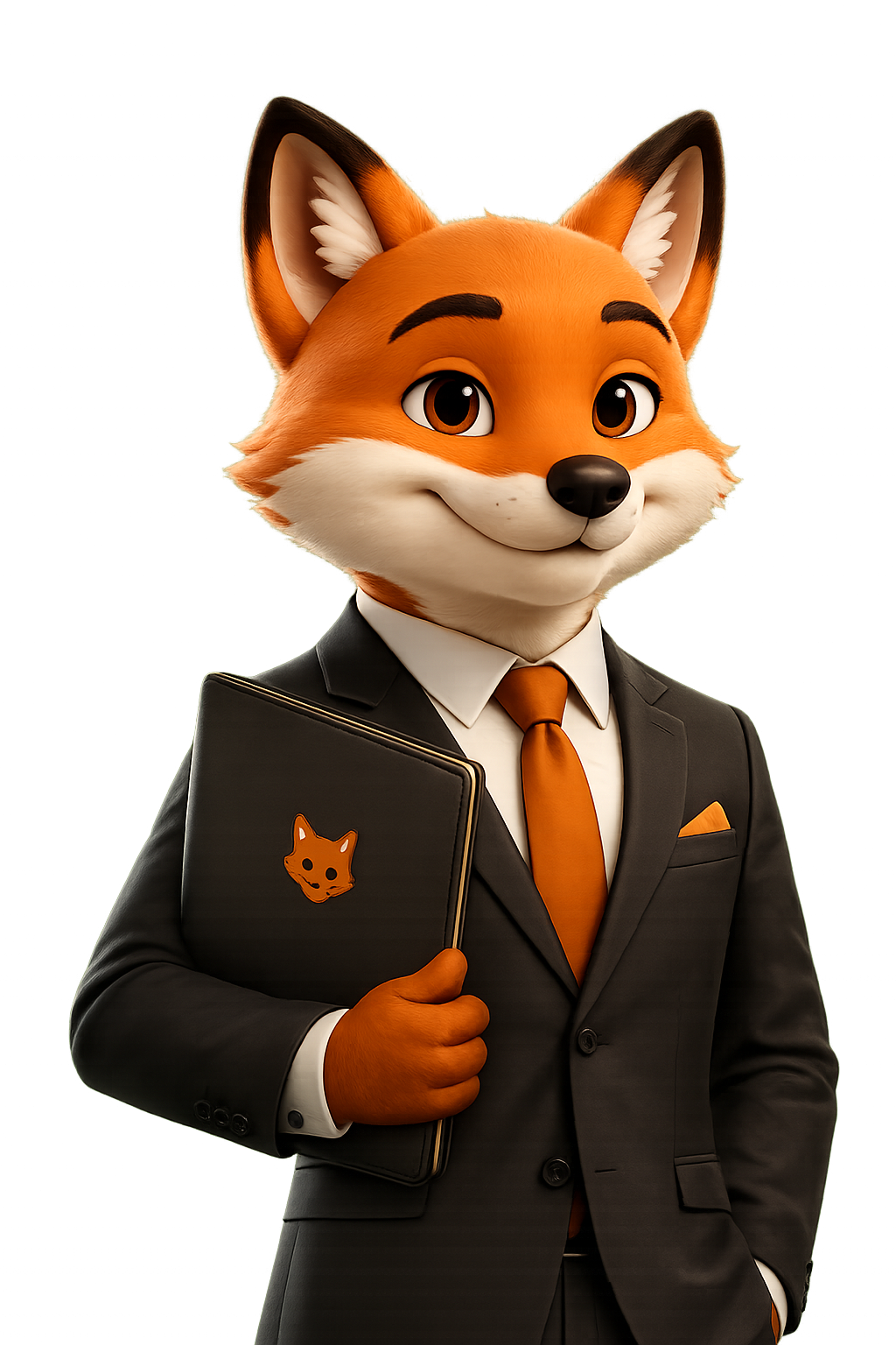 Mascote da FoxHut de terno